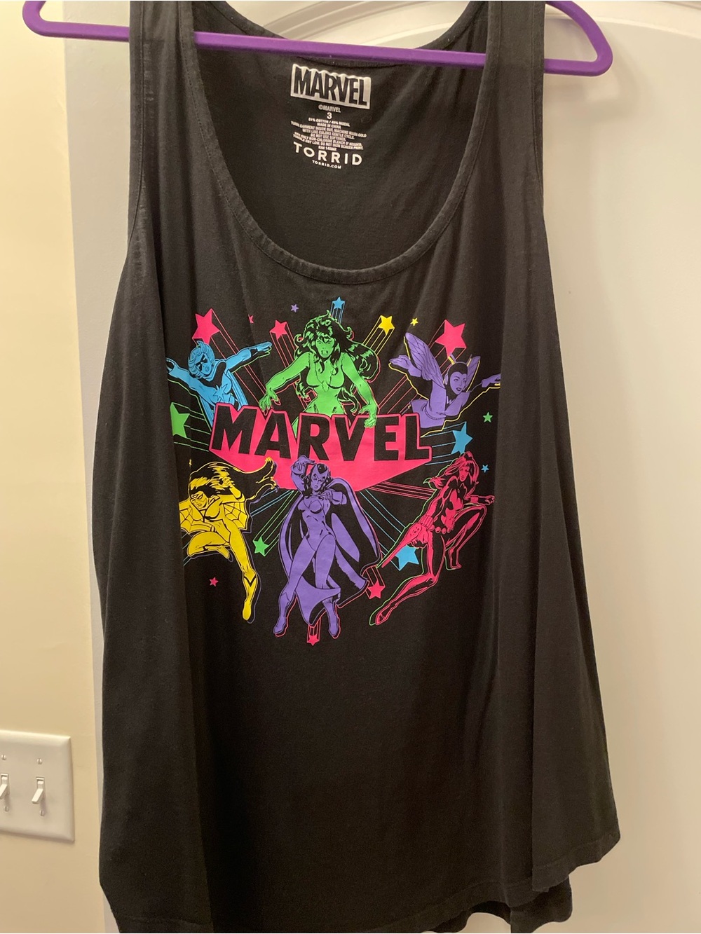 torrid Black Marvel Tank with Neon Multicolor Character Graphic